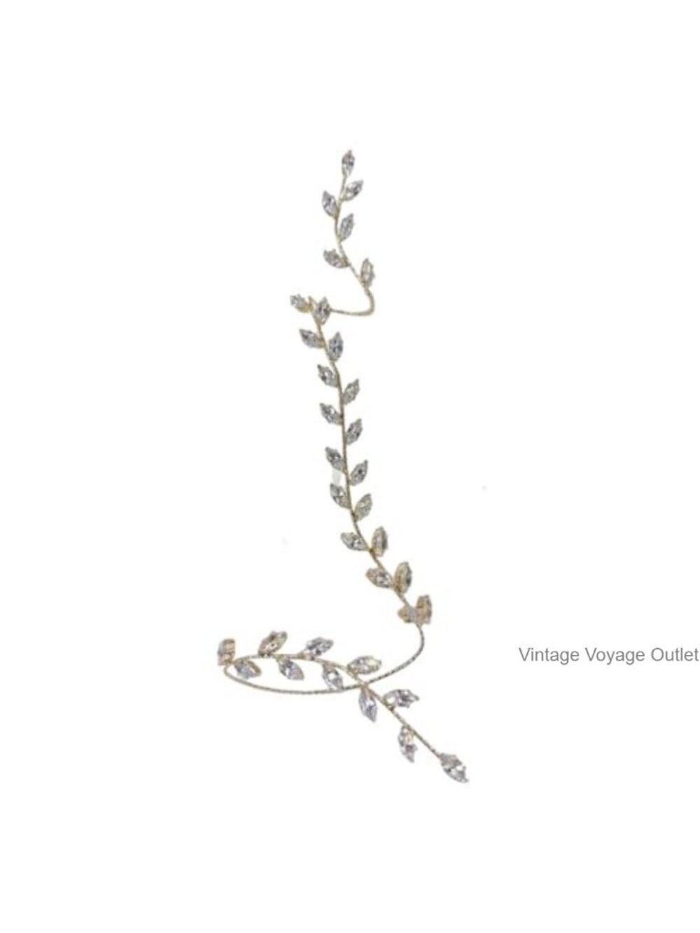 Rhinestone Leaf Wrap Bracelet Crystal Olive Branch Adjustable Cuff Women